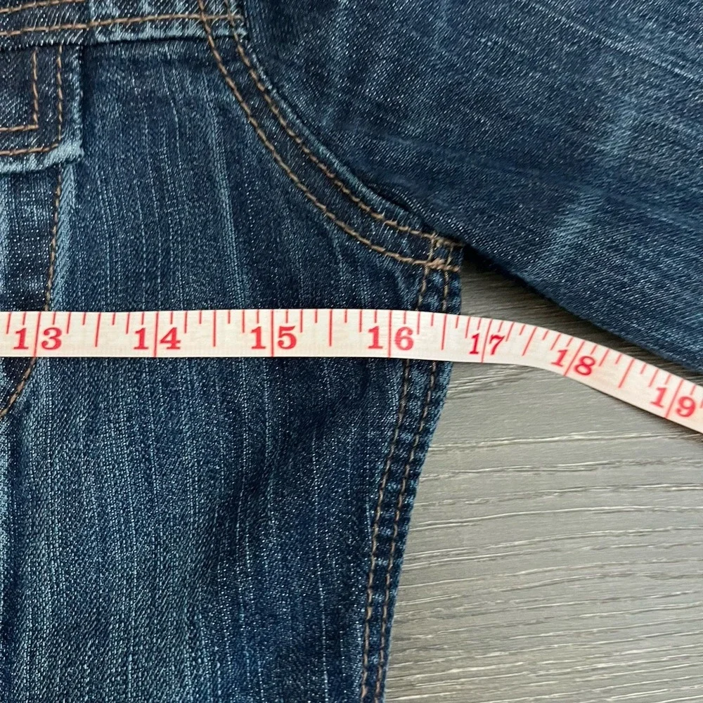 Old Navy  jean jacket womens XS Trucker‎ medium dark stretch denim Old School - Picture 12 of 12